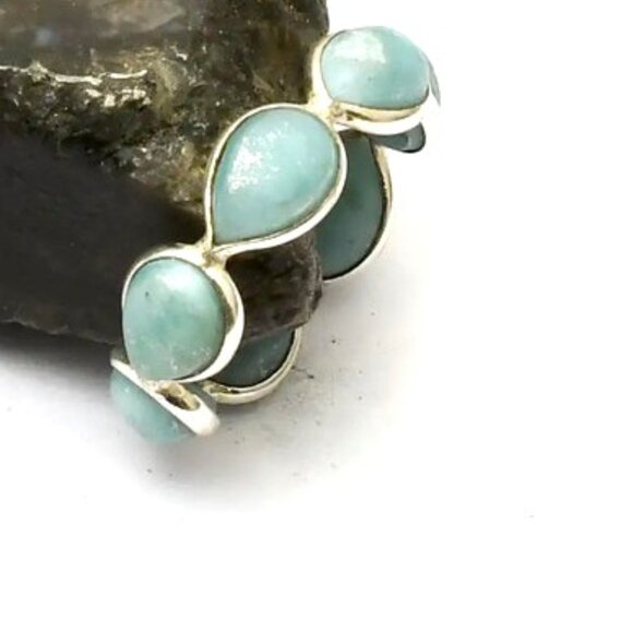 Larimar Gemstone  Sterling Silver Handmade Ring Sz 5.25 - Picture 1 of 3